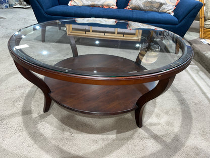 Ethan Allen Round Glass Top Coffee Table