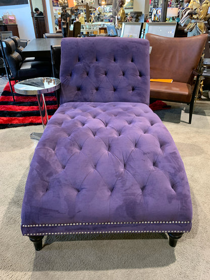 Purple Tufted Velvet Chaise w/ Nailhead Trim