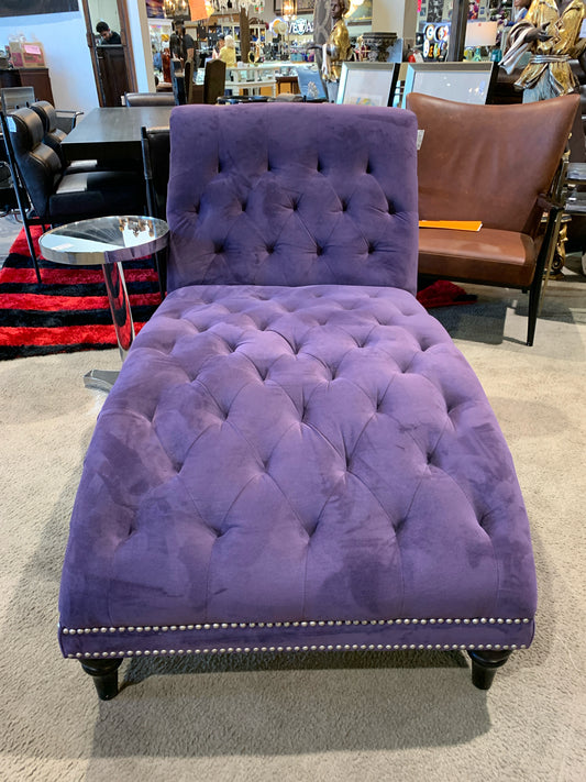 Purple Tufted Velvet Chaise w/ Nailhead Trim