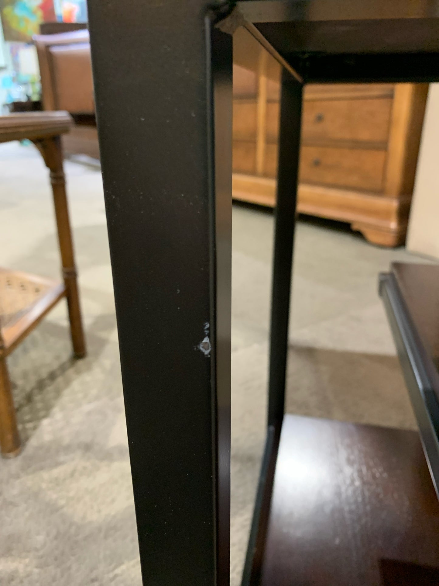 Square Three Tier Metal & Wood End Table
