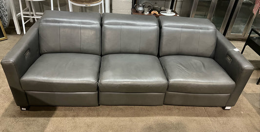 Italian Grey Modern Leather Sofa
