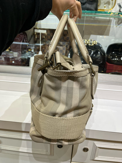 Burberry Cream Plaid Tote