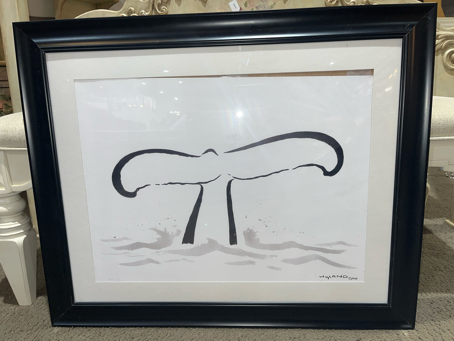 Wyland "Whale Tail" Painting in Black Frame
