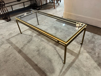 Ethan Allen Gold Glass Top & Metal Frame Coffee Table