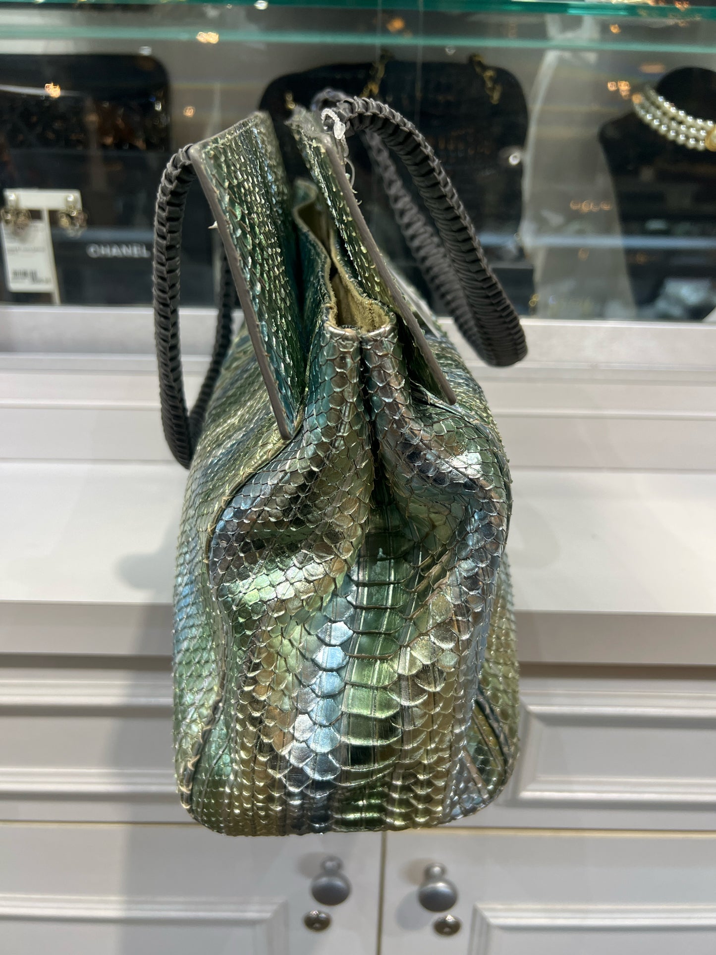Nada Sawaya Metallic Striped Python Tote