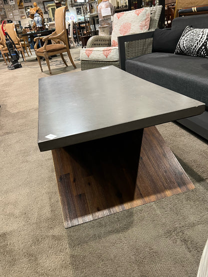 AS IS SunPan Gray Concrete Top & Wood Base "Vixen" Coffee Table