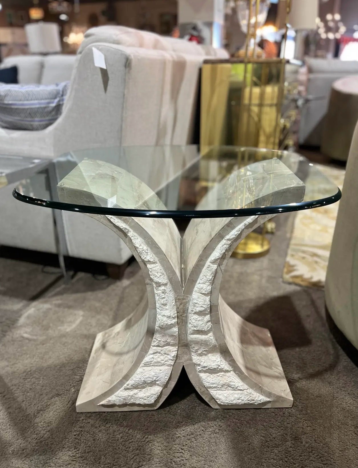 1990's Magnussen Tessellated Stone Side Table