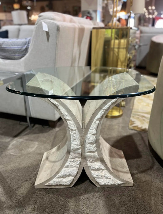 1990's Magnussen Tessellated Stone Side Table