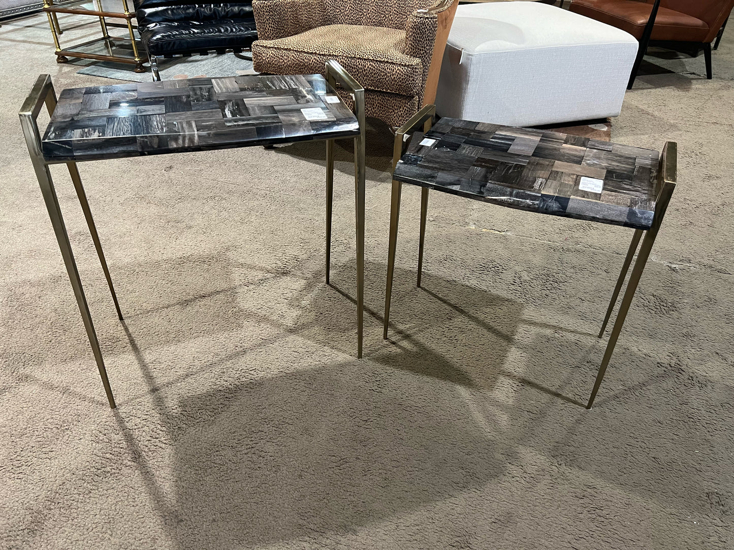 Interlude Home Black Marble Top Table