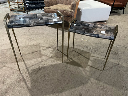 Interlude Home Black Marble Top Table