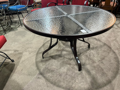 Black Wrought Iron Frame & Glass Top Patio Table