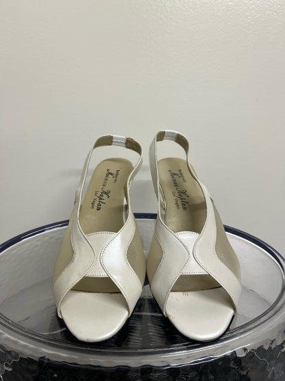 Norman Kaplan Vintage Pearl Silver Sling Back Shoes