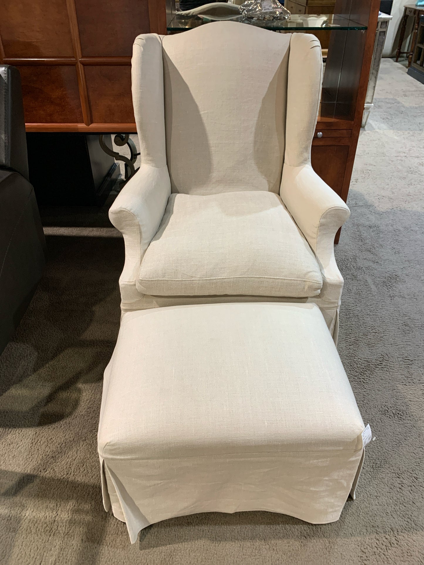 Beige Linen Armchair