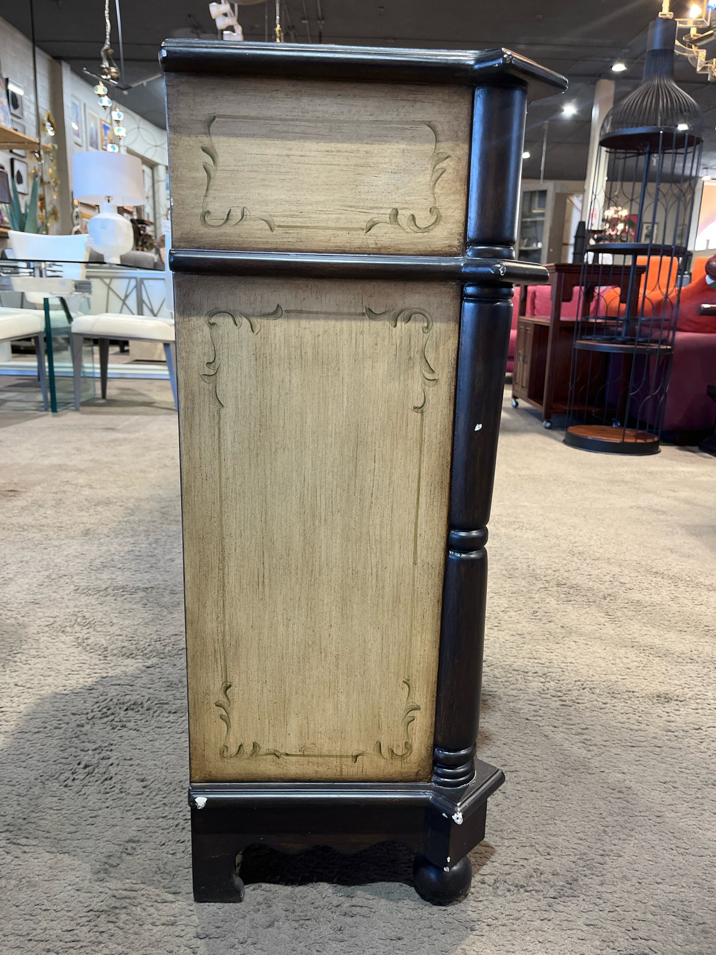 Floral Motif Two Drawer Two Door Cabinet