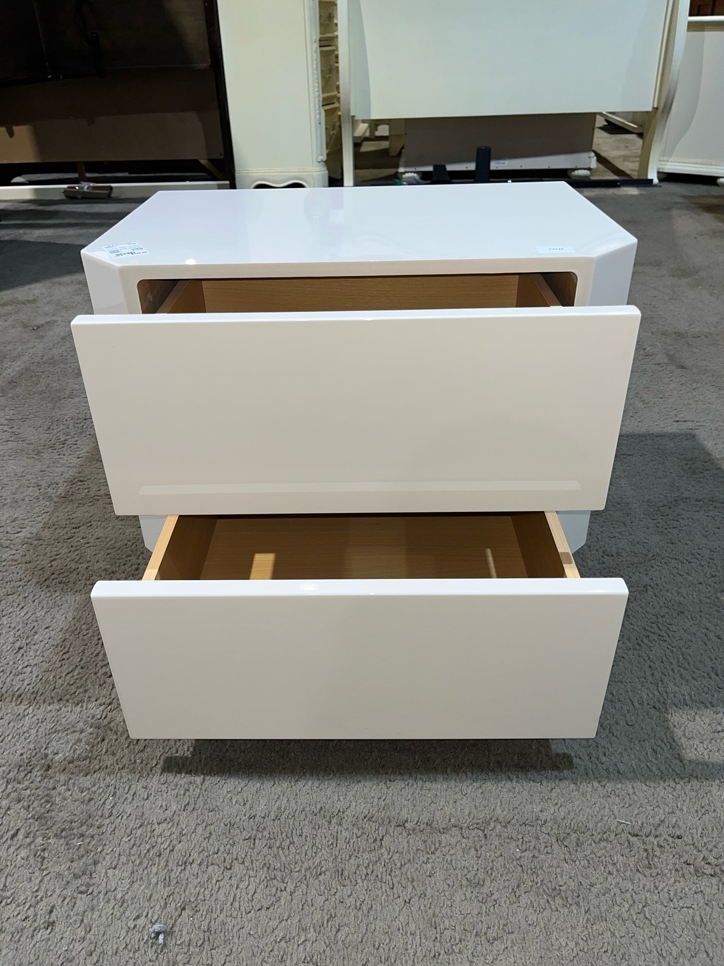 Vanilla Two Drawer Lacquered Nightstand