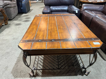 Wood Top & Metal Base Coffee Table