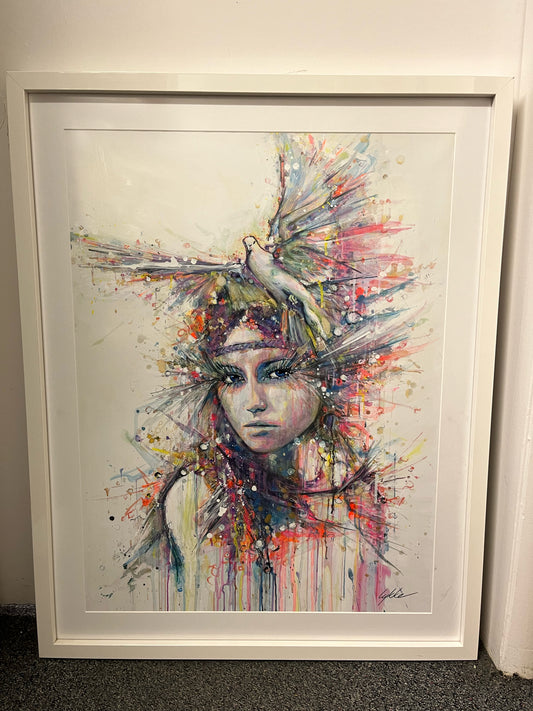 Lykke Josephsen Abstract "Native Lady & Dove" Canvas