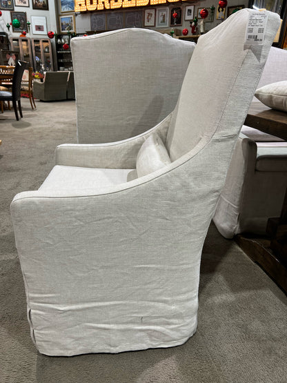 Restoration Hardware Tan Fabric "Belgian Slope" Slip Cover Chair
