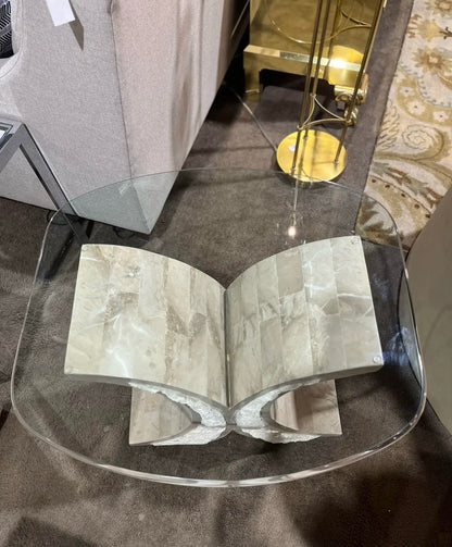 1990's Magnussen Tessellated Stone Side Table