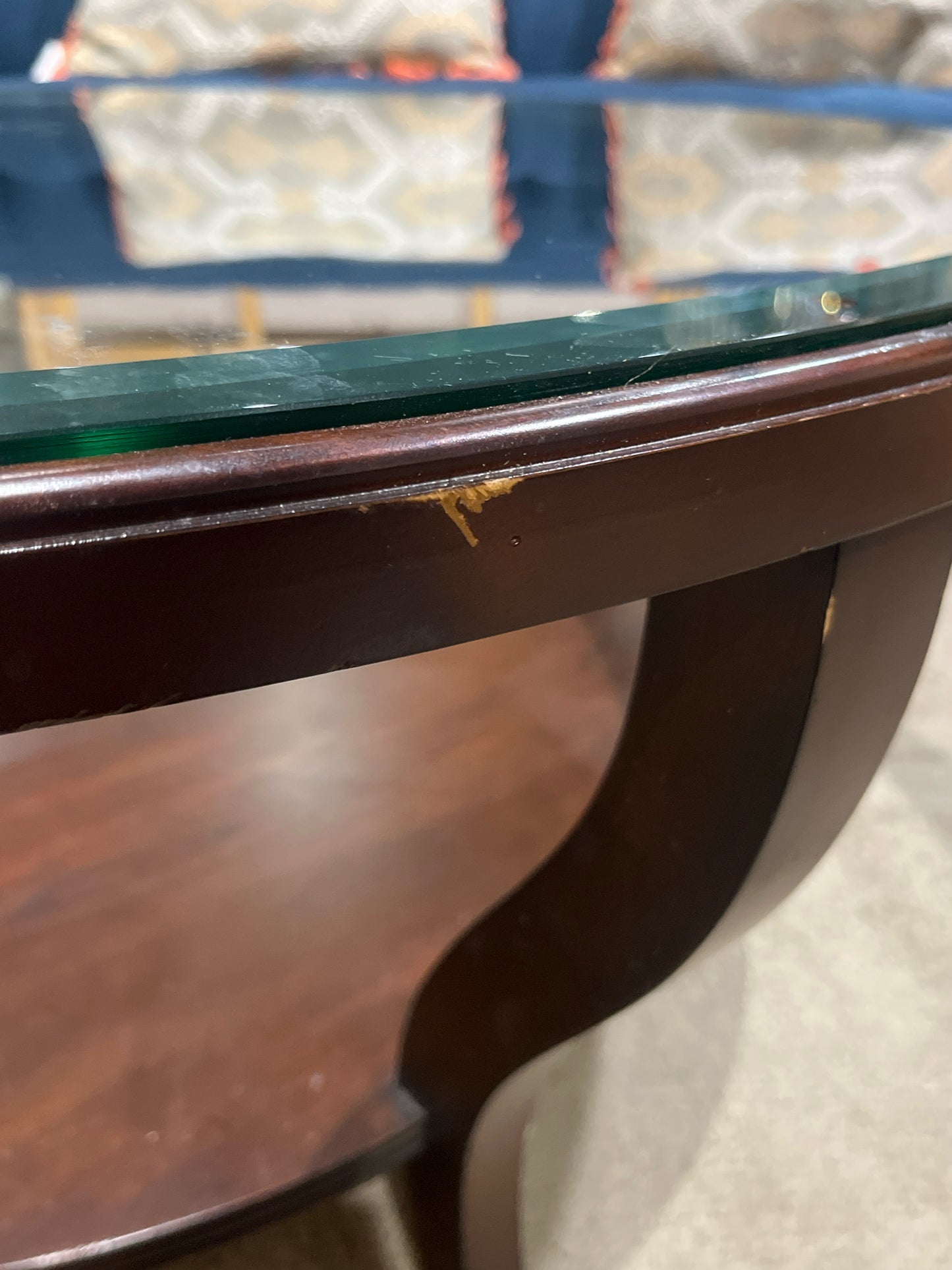 Ethan Allen Round Glass Top Coffee Table