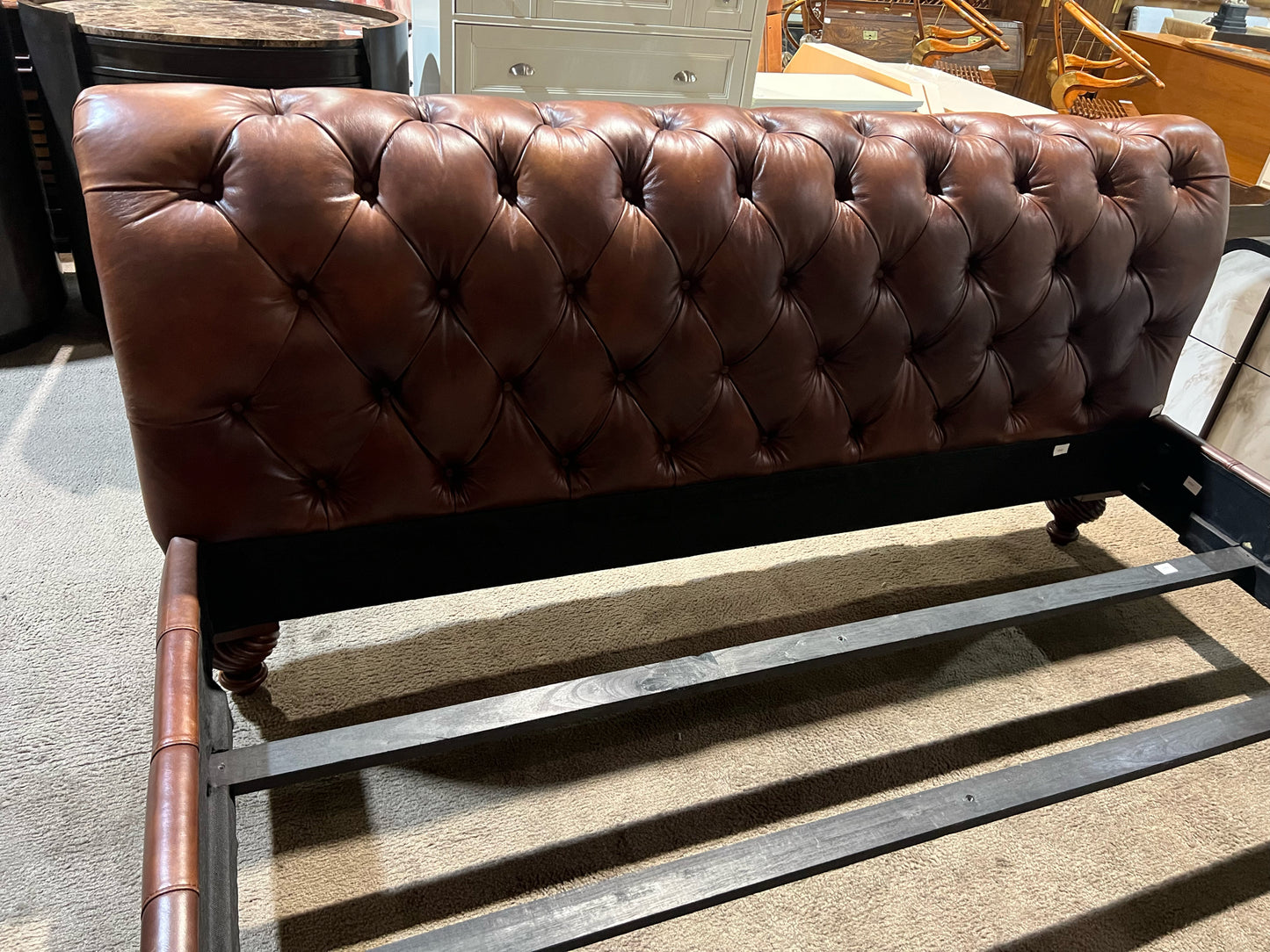 Henredon King Brown Leather Bed