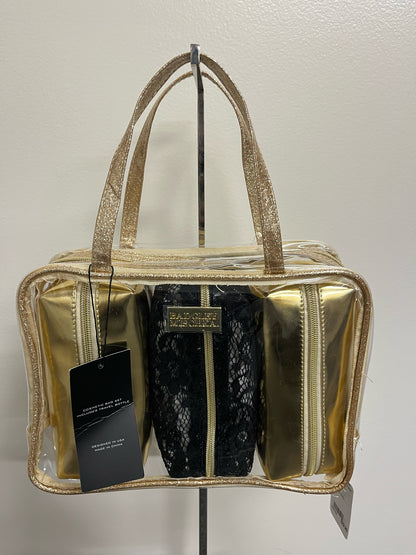 Badgley & Mischka Clear & Gold Cosmetic Bag