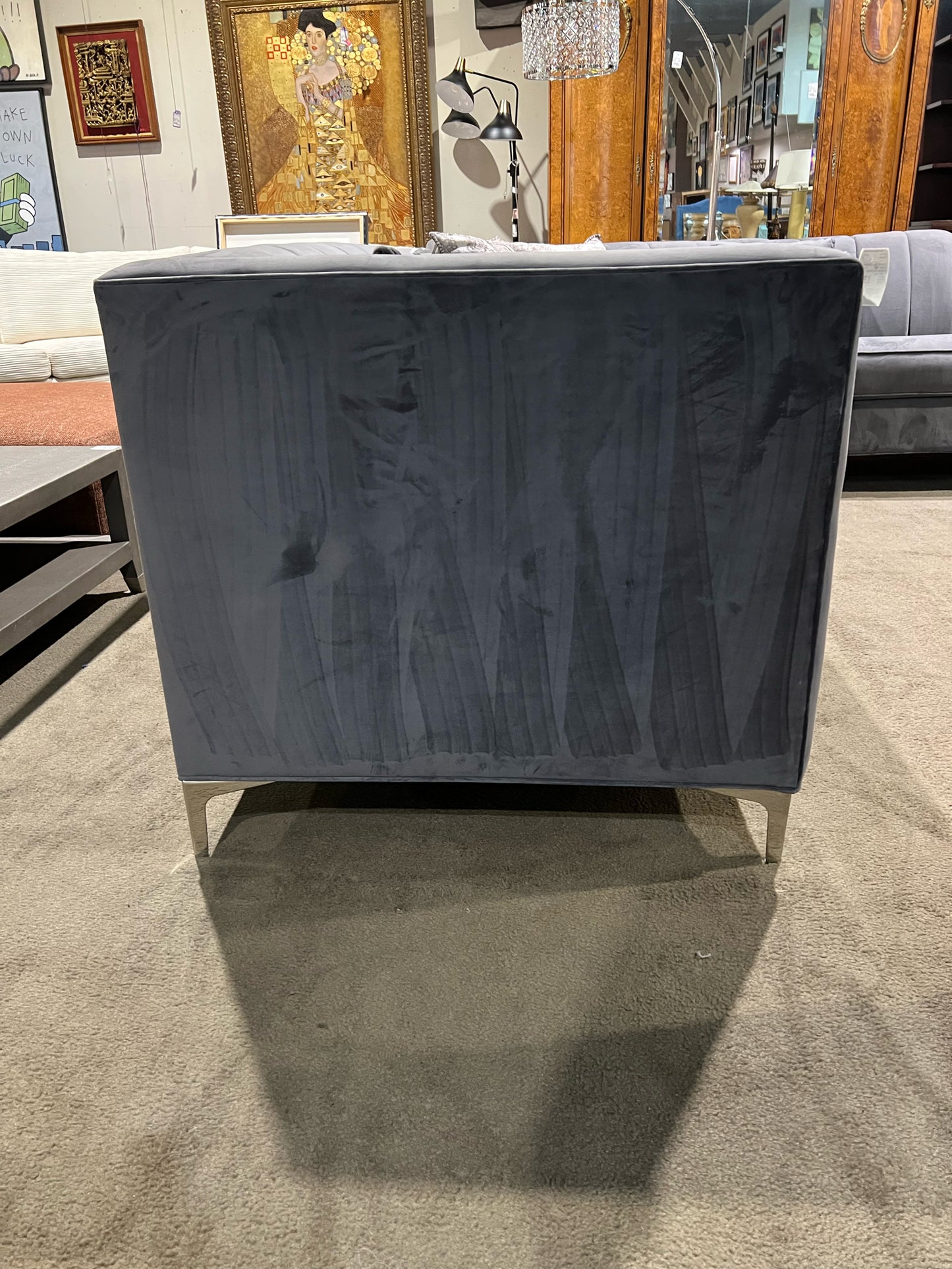 Channel Grey Sectional Tufted Fabric