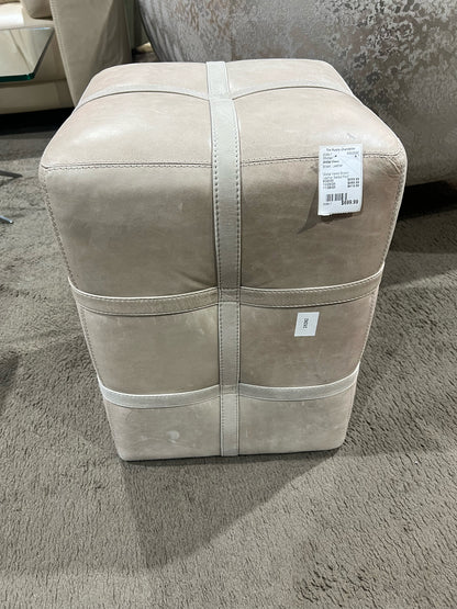 Global Views Brown Leather Ottoman
