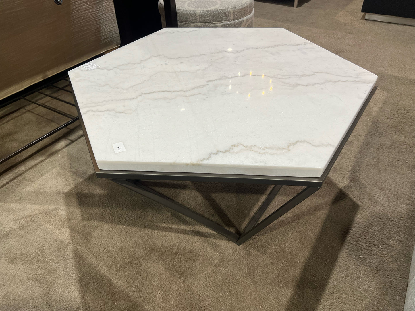 Steve SIlver Marble Top Metal Frame Coffee Table