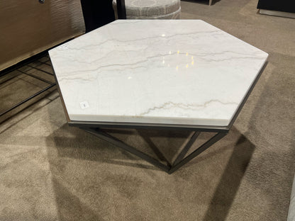 Steve SIlver Marble Top Metal Frame Coffee Table