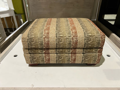 Multi Color Striped Fabric Storage Ottoman