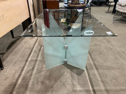 Contemporary Glass Top & Frosted Glass Base Dining Table