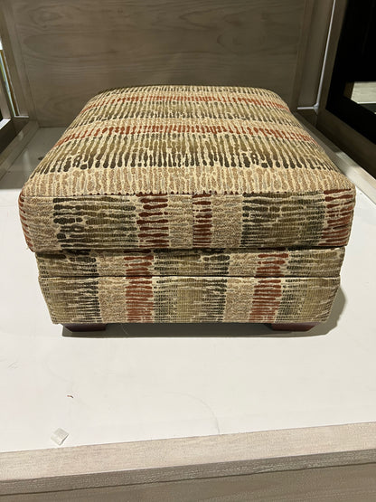 Multi Color Striped Fabric Storage Ottoman