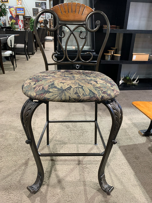 Metal Frame & Paisley Cushion Bar Stool