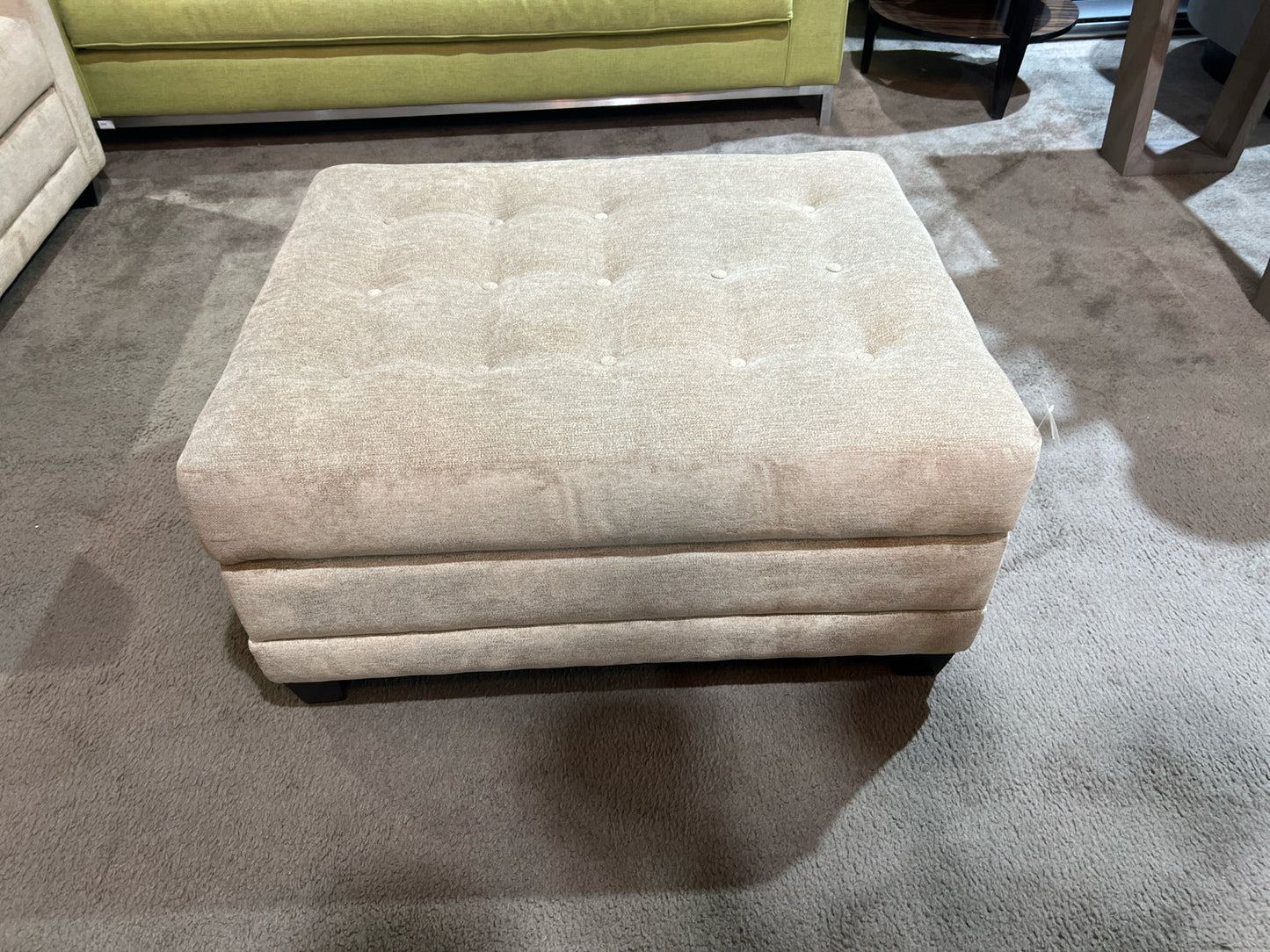 2019 Custom Made Omnia Fabric Beige Tufted Ottoman