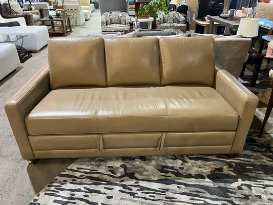 Tan Leather Omnia Sofa Bed