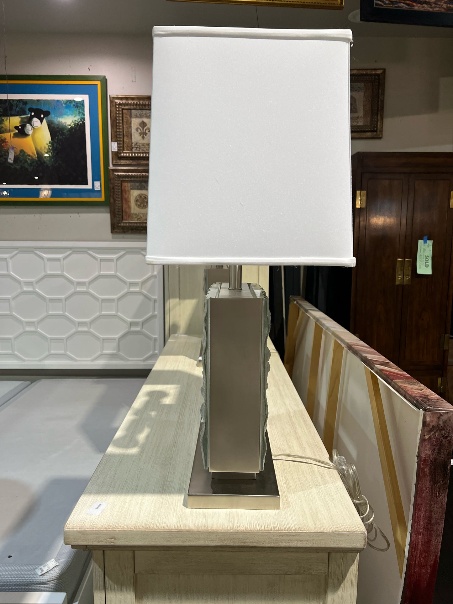 Silver Lalique Style Frosted Glass Table