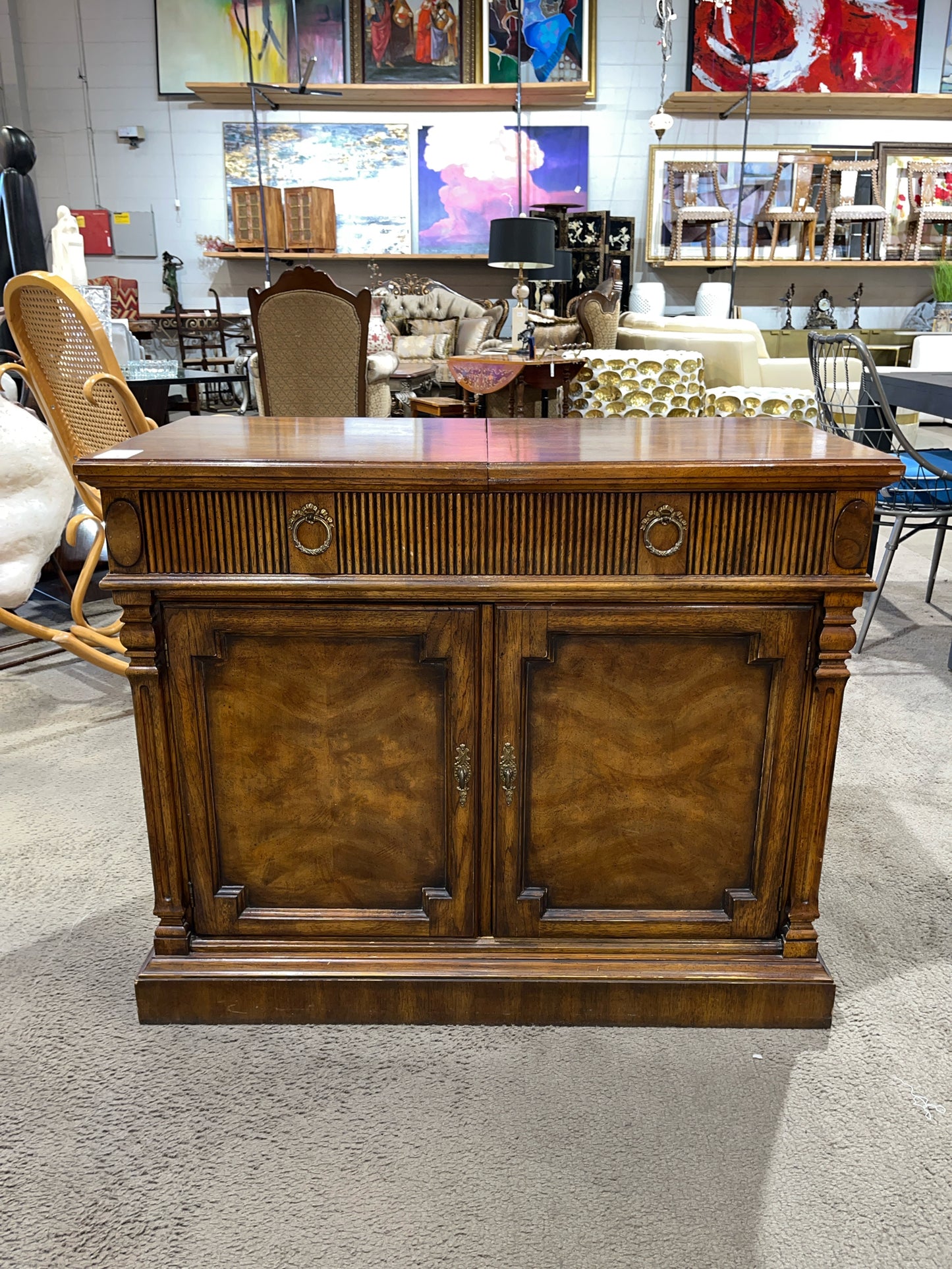 Drexel 1960's Louis XVI Mahogany Bar Cart