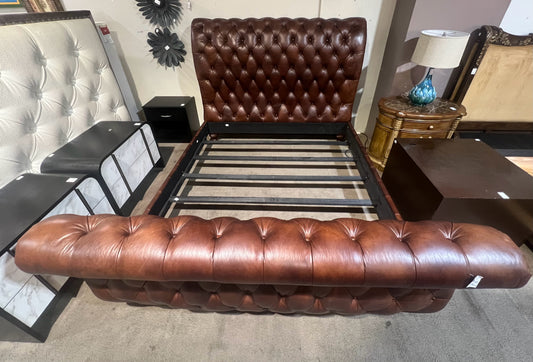 Henredon King Brown Leather Bed