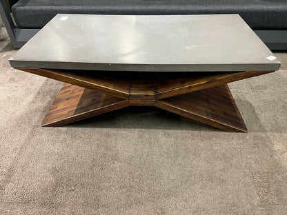 AS IS SunPan Gray Concrete Top & Wood Base "Vixen" Coffee Table