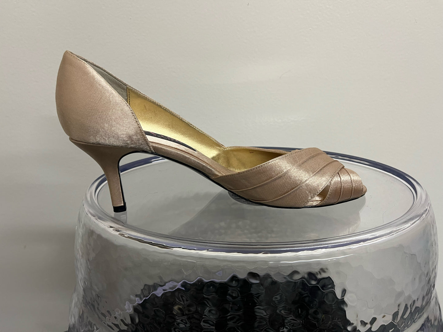 Nina Gold Satin Kitten Heels