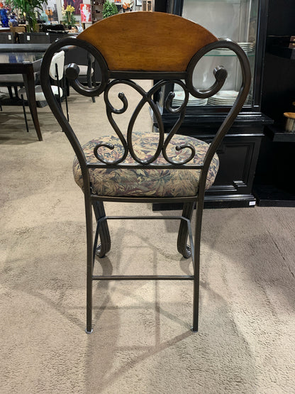 Metal Frame & Paisley Cushion Bar Stool