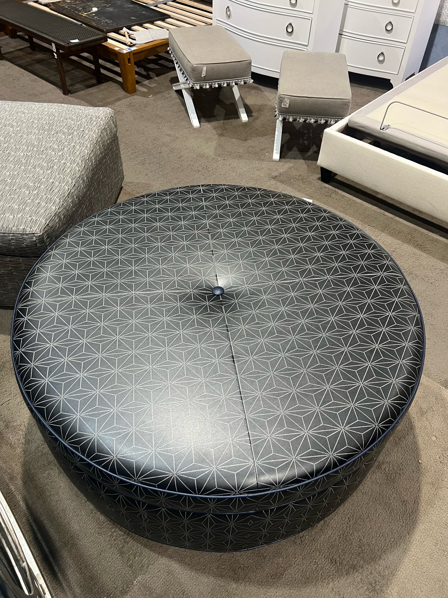 Round Patterned Ottoman