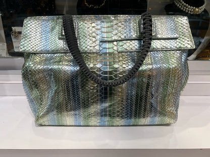 Nada Sawaya Metallic Striped Python Tote