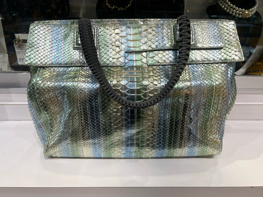 Nada Sawaya Metallic Striped Python Tote