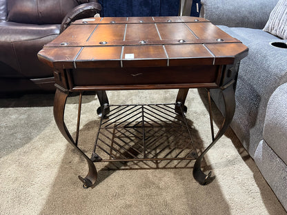 Metal Base & Wood Top End Table