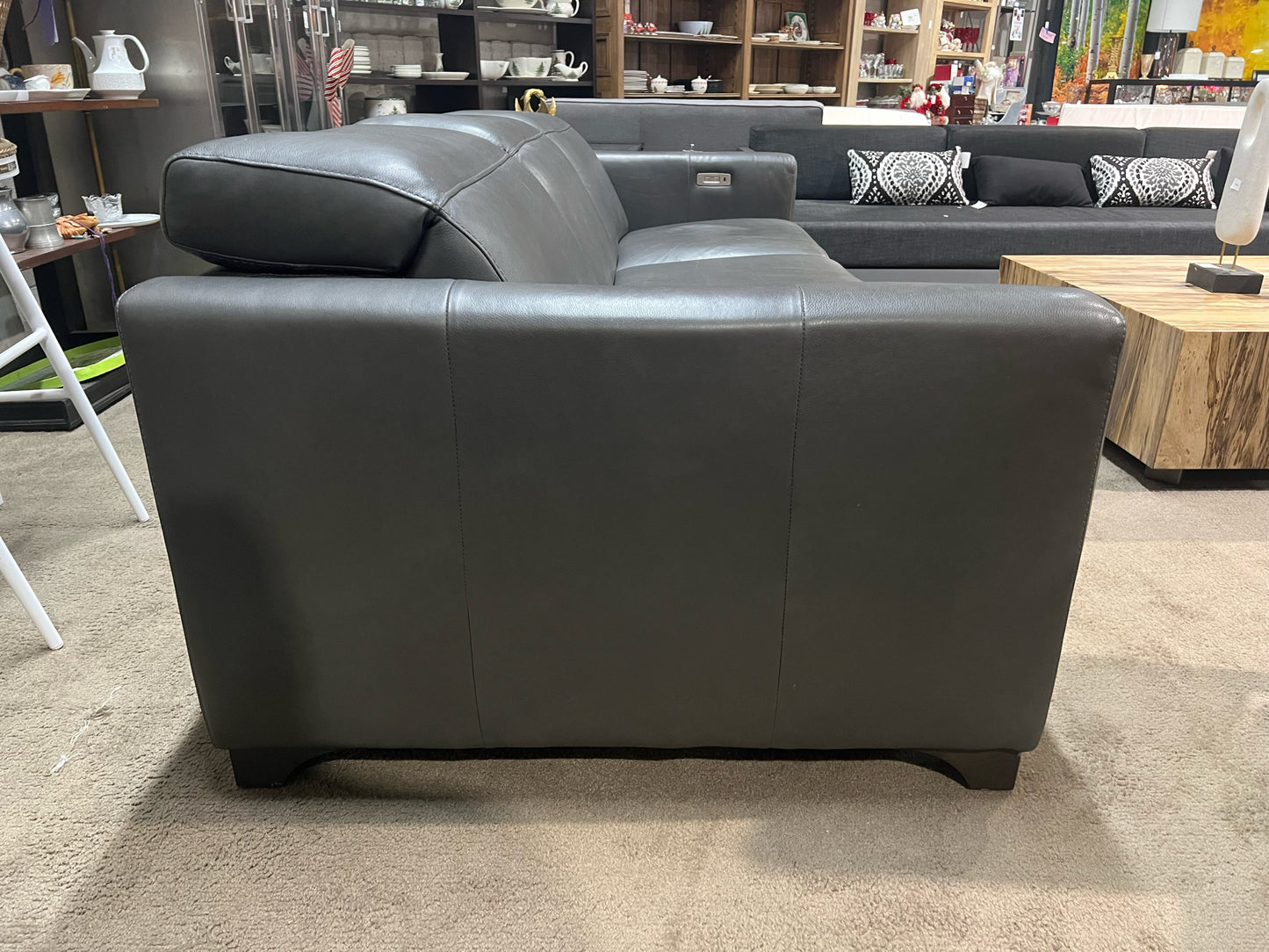 Italian Grey Modern Leather Sofa