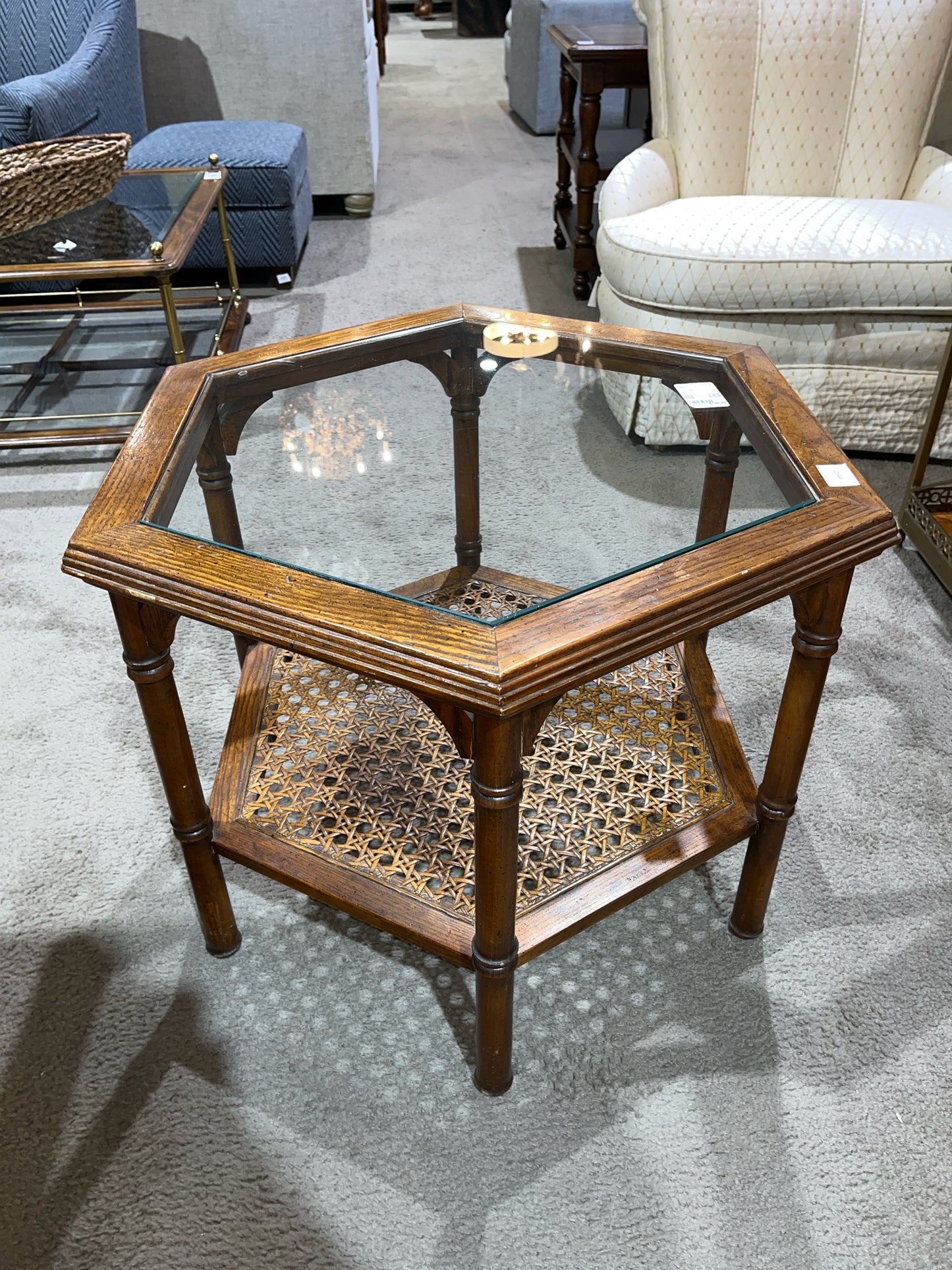 1970's Two Tier Cane Table