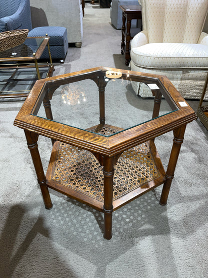 1970's Two Tier Cane Table