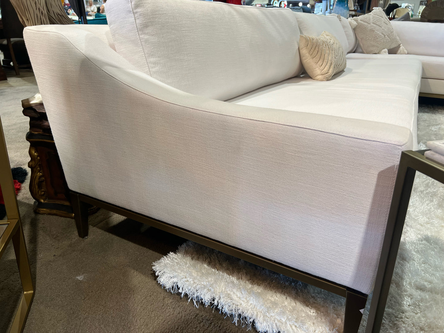 Restoration Hardware 2 Piece  White Fabric "Italia Slope" Sectional